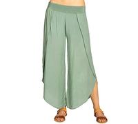 Caspar KHS047 Elegante Damen Sommerhose aus angenehm Leichter Viskose, Farbe:Oliv grün, Größe:40