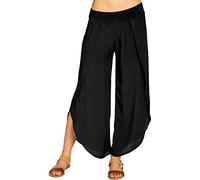 Caspar KHS047 Elegante Damen Sommerhose aus angenehm Leichter Viskose, Farbe:schwarz, Größe:36