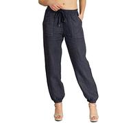 Caspar KHS051 Elegante Damen Casual Sommer Leinenhose, Farbe:dunkelblau, Größe:44