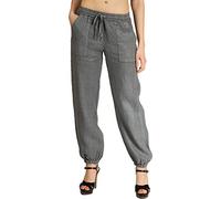 Caspar KHS051 Elegante Damen Casual Sommer Leinenhose, Farbe:grau, Größe:40