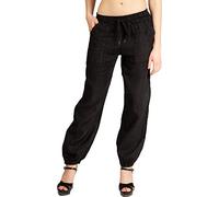 Caspar KHS051 Elegante Damen Casual Sommer Leinenhose, Farbe:schwarz, Größe:44
