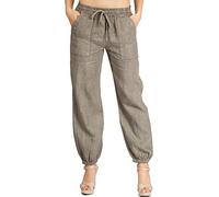 Caspar KHS051 Elegante Damen Casual Sommer Leinenhose, Farbe:Taupe, Größe:40