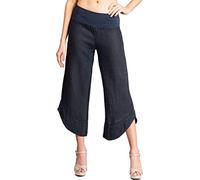 Caspar KHS052 Damen 3/4 Leinen Hose, Farbe:dunkelblau, Größe:40