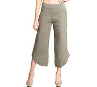 Caspar KHS052 Damen 3/4 Leinen Hose, Farbe:Taupe, Größe:40