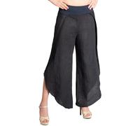 Caspar KHS053 leichte Elegante Damen Leinen Sommerhose, Farbe:dunkelblau, Größe:42