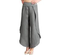 Caspar KHS053 leichte Elegante Damen Leinen Sommerhose, Farbe:grau, Größe:38