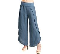 Caspar KHS053 leichte Elegante Damen Leinen Sommerhose, Farbe:Jeans blau, Größe:40