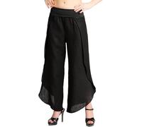 Caspar KHS053 leichte Elegante Damen Leinen Sommerhose, Farbe:schwarz, Größe:42