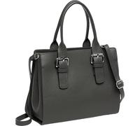 Caspar Klassisch Elegante Leder Handtasche Damen Kelly Bag mit Schultergurt - PREMIUM LINE - Modell No.807 - Made in Italy, Farbe:dunkelgrau, Größe:One Size