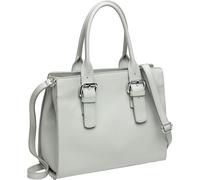 Caspar Klassisch Elegante Leder Handtasche Damen Kelly Bag mit Schultergurt - PREMIUM LINE - Modell No.807 - Made in Italy, Farbe:hellgrau, Größe:One Size