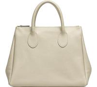 Caspar klassisch elegante Leder Tote Bag Damen Handtasche - PREMIUM LINE - Modell No.812 - Made in Italy, Farbe:beige, Größe:One Size