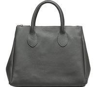 Caspar klassisch elegante Leder Tote Bag Damen Handtasche - PREMIUM LINE - Modell No.812 - Made in Italy, Farbe:dunkelgrau, Größe:One Size