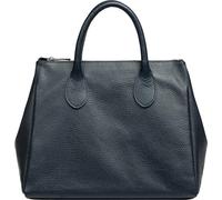 Caspar klassisch elegante Leder Tote Bag Damen Handtasche - PREMIUM LINE - Modell No.812 - Made in Italy, Farbe:dunkelblau, Größe:One Size