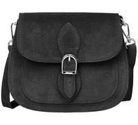 Caspar Leder Umhängetasche Dirndltasche Vintage Tasche kleine Trachtentasche Damen Handtasche aus Wildleder - CLASSIC LINE - Modell No.831 - Made in Italy, Farbe:schwarz