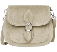 Caspar Leder Umhängetasche Dirndltasche Vintage Tasche kleine Trachtentasche Damen Handtasche aus Wildleder - CLASSIC LINE - Modell No.831 - Made in Italy, Farbe:hell beige