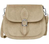 Caspar Leder Umhängetasche Dirndltasche Vintage Tasche kleine Trachtentasche Damen Handtasche aus Wildleder - CLASSIC LINE - Modell No.831 - Made in Italy, Farbe:beige