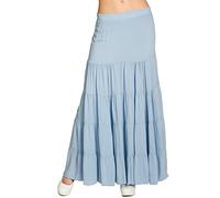 Caspar RO020 Langer eleganter Damen Maxi Sommer Rock Faltenrock, Farbe:blau, Mode Größe:M/L