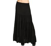 Caspar RO020 Langer eleganter Damen Maxi Sommer Rock Faltenrock, Farbe:schwarz, Mode Größe:L/XL