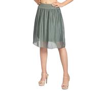 Caspar RO035 hauchzarter Leichter knielanger Midi Damen Sommer Rock, Farbe:olivgrün, Mode Größe:34