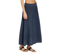 Caspar RO036 Damen Musselin Maxi Rock aus 100% Baumwolle | Langer A-Linie Sommerrock mit elastischem Stretchbund | Leichter Baumwollrock | Made in Italy, Farbe:dunkelblau, Größe:XL