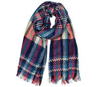 Caspar SC489 bunter Damen XXL Karo Streifen Schal, Farbe:blau, Größe:One Size