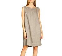 Caspar SKL017 lässiges knielanges Damen Sommer Leinenkleid, Farbe:Taupe, Größe:38