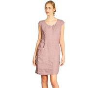 Caspar SKL018 knielanges Damen Sommer Leinenkleid mit Perlmutt Knöpfe Dekor, Farbe:rosa, Größe:XL - DE42 UK14 IT46 ES44 US12