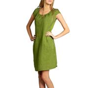 Caspar SKL020 knielanges Damen Sommer Leinenkleid mit eleganter Metallspange röße 50, Farbe:apfelgrün, Größe:XL - DE42 UK14 IT46 ES44 US12