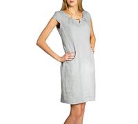 Caspar SKL020 knielanges Damen Sommer Leinenkleid mit eleganter Metallspange röße 50, Farbe:hell grau, Größe:M - DE38 UK10 IT42 ES40 US8