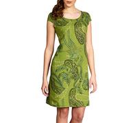 Caspar SKL022 Damen Sommer Leinenkleid mit Paisley Print röße 50, Farbe:grün, Größe:L - DE40 UK12 IT44 ES42 US10
