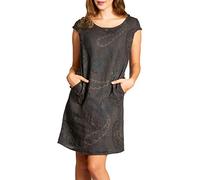 Caspar SKL022 Damen Sommer Leinenkleid mit Paisley Print röße 50, Farbe:Mokka, Größe:4XL - DE48 UK20 IT52 ES50 US18