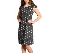 Caspar SKL024 knielanges Damen Sommer Leinenkleid mit Punkte Print, Farbe:dunkelgrau, Größe:XXL - DE44 UK16 IT48 ES46 US14