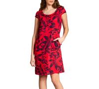 Caspar SKL026 knielanges Elegantes Damen Sommer Leinenkleid, Farbe:rot, Größe:XL - DE42 UK14 IT46 ES44 US12