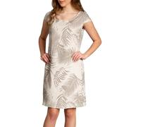 Caspar SKL027 knielanges Elegantes Damen Sommer Leinenkleid röße 50, Farbe:beige, Größe:3XL - DE46 UK18 IT50 ES48 US16