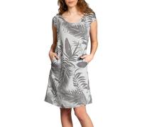 Caspar SKL027 knielanges Elegantes Damen Sommer Leinenkleid röße 50, Farbe:hellgrau, Größe:5XL - DE50 UK22 IT54 ES52 US20