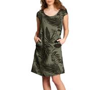 Caspar SKL027 knielanges Elegantes Damen Sommer Leinenkleid röße 50, Farbe:olivgrün, Größe:3XL - DE46 UK18 IT50 ES48 US16