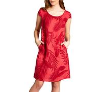 Caspar SKL027 knielanges Elegantes Damen Sommer Leinenkleid bis Größe 50, Farbe:rot, Größe:S - DE36 UK8 IT40 ES38 US6