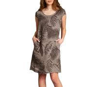 Caspar SKL027 knielanges Elegantes Damen Sommer Leinenkleid röße 50, Farbe:Taupe, Größe:M - DE38 UK10 IT42 ES40 US8