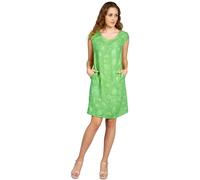 Caspar SKL031 knielanges Damen Sommer Leinenkleid mit Ginko Blatt Stickmuster, Farbe:hell grün, Größe:S - DE36 UK8 IT40 ES38 US6