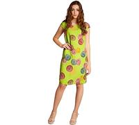 Caspar SKL033 leichtes knielanges Damen Sommer Leinenkleid mit Punkte Print, Farbe:grün, Größe:XXL - DE44 UK16 IT48 ES46 US14