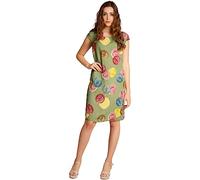 Caspar SKL033 leichtes knielanges Damen Sommer Leinenkleid mit Punkte Print, Farbe:Oliv grün, Größe:XL - DE42 UK14 IT46 ES44 US12
