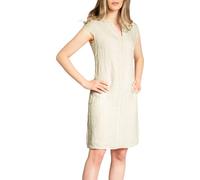 Caspar SKL036 Damen Sommer Leinenkleid mit ausgefallenem Ausschnitt, Farbe:beige, Größe:L - DE40 UK12 IT44 ES42 US10