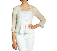 Caspar STJ022 leichte Damen Sommer Strickjacke mit 3/4 Arm, Farbe:Creme Weiss, Größe:Einheitsgröße (36 bis 40)