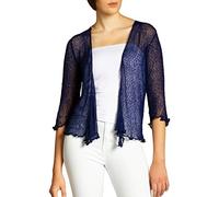 Caspar STJ022 leichte Damen Sommer Strickjacke mit 3/4 Arm, Farbe:dunkelblau, Größe:Einheitsgröße (36 bis 40)