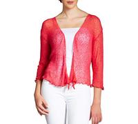 Caspar STJ022 leichte Damen Sommer Strickjacke mit 3/4 Arm, Farbe:Koralle, Größe:Einheitsgröße (36 bis 40)