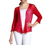 Caspar STJ022 leichte Damen Sommer Strickjacke mit 3/4 Arm, Farbe:rot, Größe:Einheitsgröße (36 bis 40)