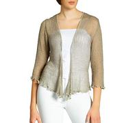 Caspar STJ022 leichte Damen Sommer Strickjacke mit 3/4 Arm, Farbe:Taupe, Größe:Einheitsgröße (36 bis 40)