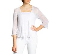 Caspar STJ022 leichte Damen Sommer Strickjacke mit 3/4 Arm, Farbe:Weiss, Größe:Einheitsgröße (36 bis 40)