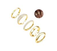 CASSIECA 5Pcs Ringe Set für Damen, Gold Stack Ringe mit Kubischer Zirkon Daumen Ring Fingerring Verlobung Versprechen Offene Ring Schmuck für Freundin Frau Mom