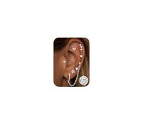 CASSIECA 7 Paar Ohrringe Silber Set, 316L Chirurgenstahl Ohrringe für Damen Medizinische Ohrstecker Creolen mit Ketten für Mehrfachpiercing Ohrringe Hängend Helix Tragus Piercing Ohr Silber